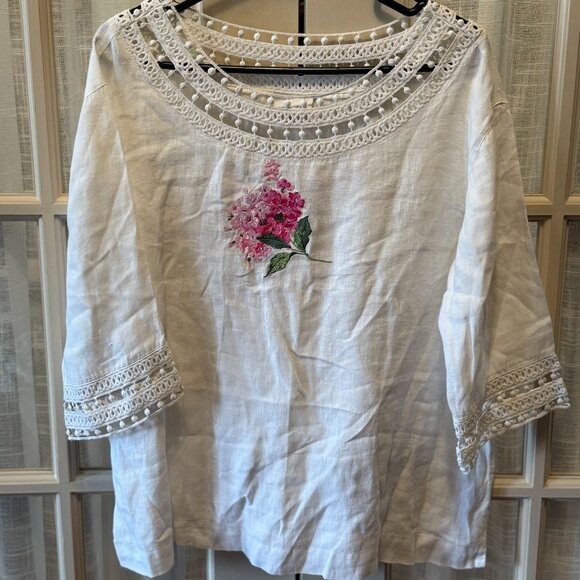 J. Jill 3/4 Sleeve Embroidered Blouse - Picture 1 of 4
